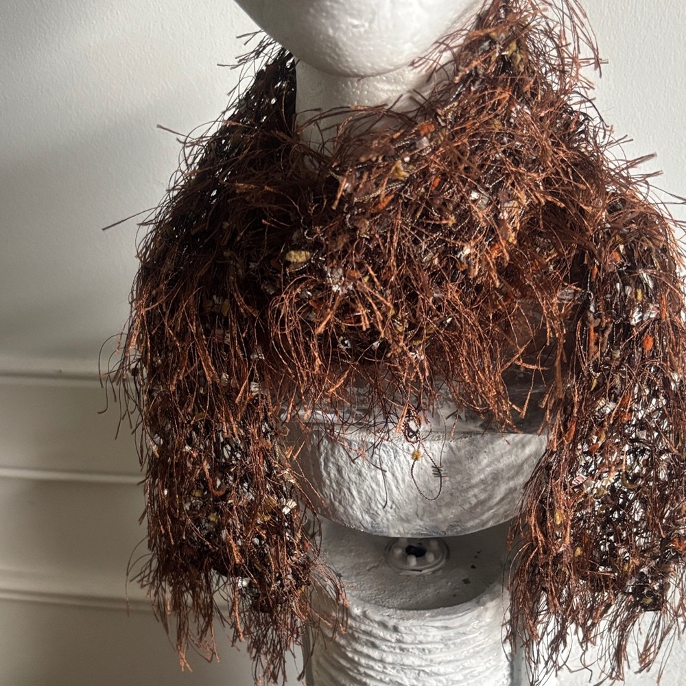 Textured Brown Fringe Fashion Scarf